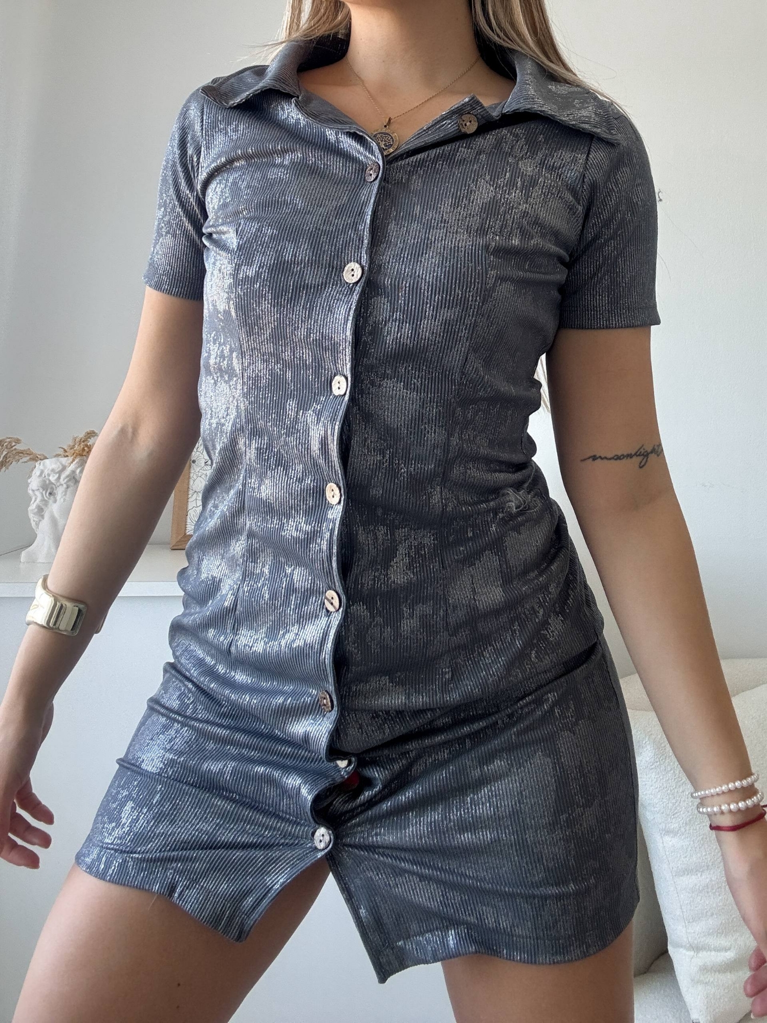 Vestido Camisero Azul - Imagen 3