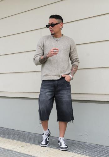 Bermuda de Jeans Baggy Láser. C/n  Fleco