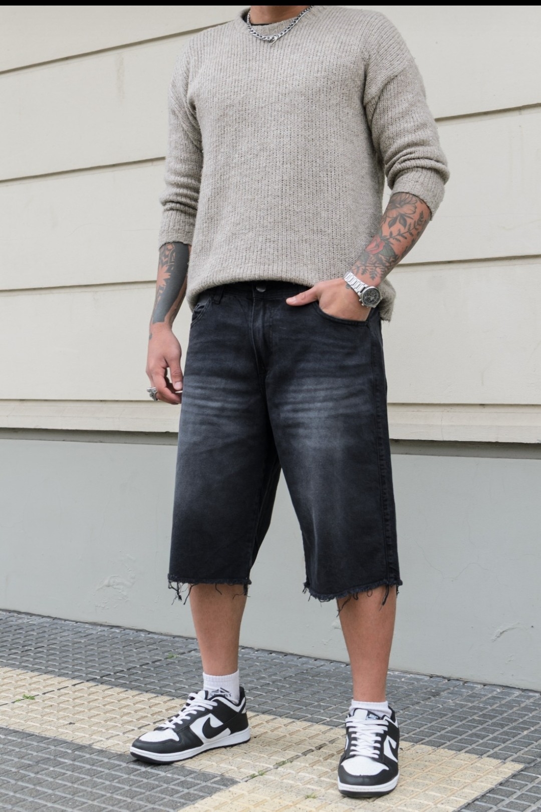Bermuda de Jeans Baggy Láser. C/n  Fleco - Imagen 3