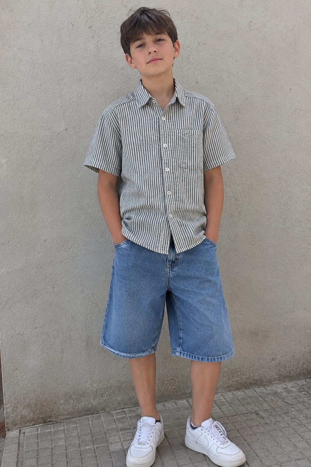 Nuevo - Ingreso  Camisa M/c de Lino Rayado [niño] con Cuello de Camisaco - Imagen 2