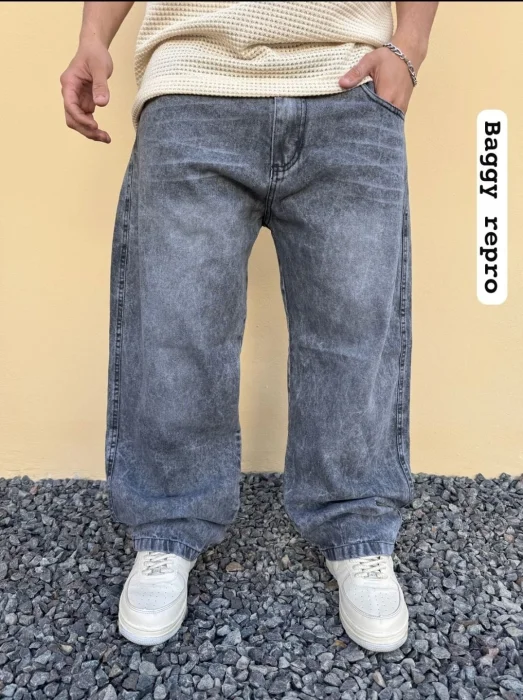 Jean Baggy Repro Gris