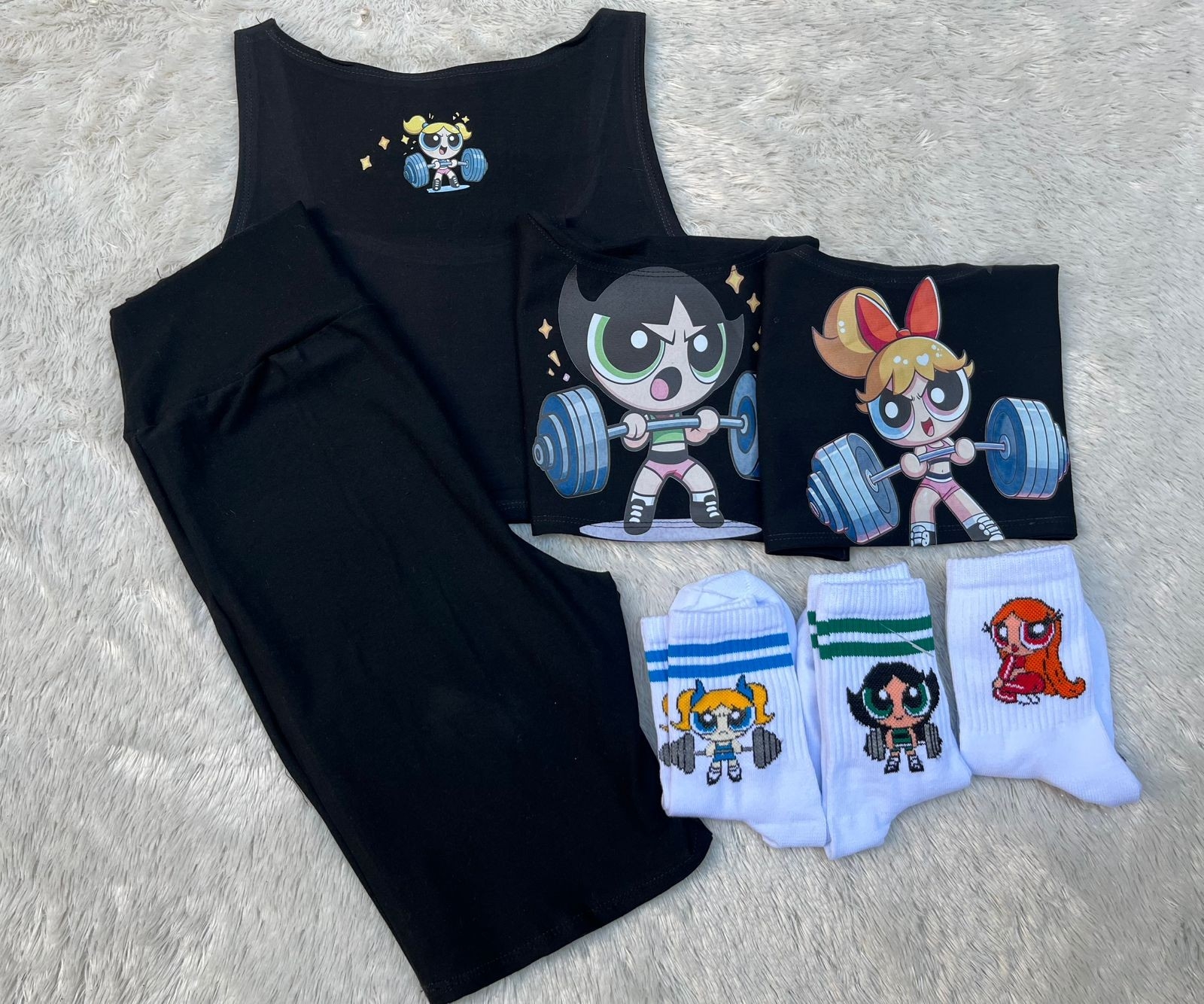 Conjunto de 3 Piezas las Súper Poderosas Top+ Biker+ Medias - Imagen 3