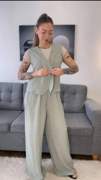 Conjunto  Crepe /cintura Elastico (m-xxl)