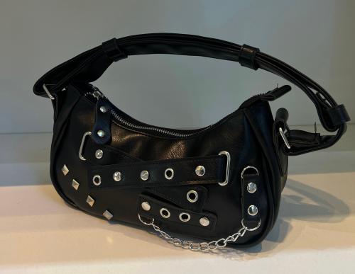 Cartera Mini Bags Baguette Blanca Bordo Negra - Miniatura 2