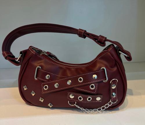 Cartera Mini Bags Baguette Blanca Bordo Negra - Miniatura 3