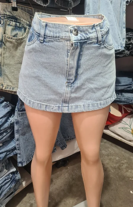 Short Pollera Rigido Celeste Nevado