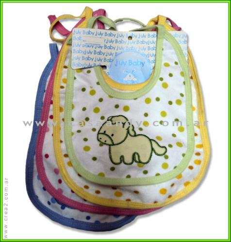 Babero July Baby Bordado con Plastico (1-2-3) Pack X 6 Art.211