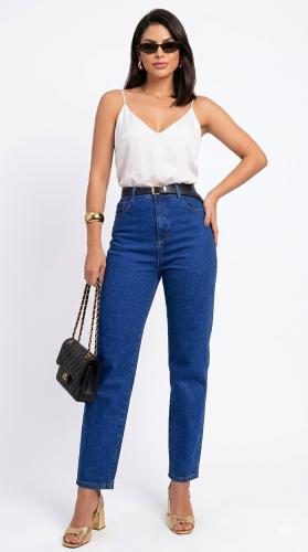 Jean Mom Mujer Clasico Dama Pantalones Denim Clásico Mujer Mayoristas Ancho Recto - Miniatura 4