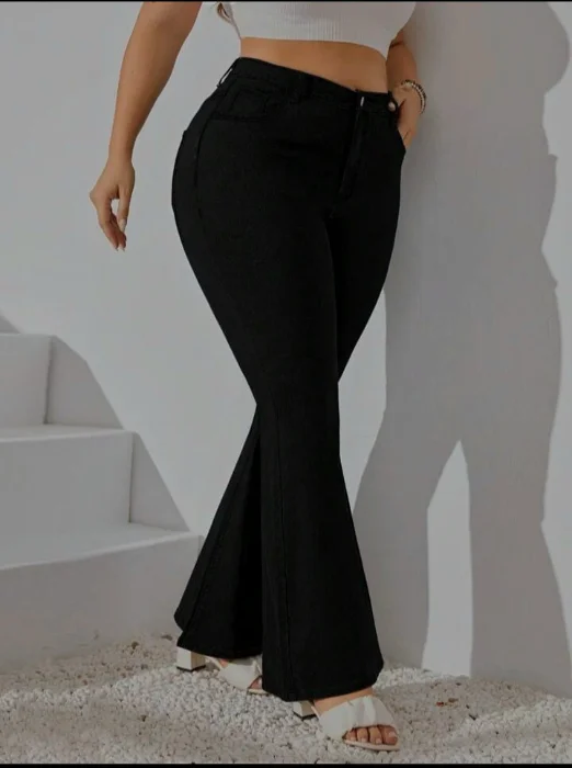 Jeans Oxford Grandes Dama Pantalon Acampanado Denim Moda 2000's Mujer Promos Hotsale