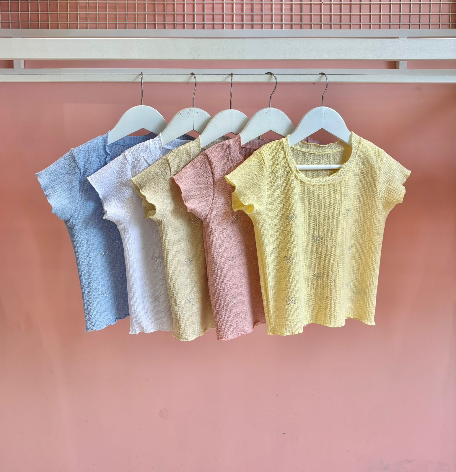 Art 458-blusa Mimi con Brillos (amarillo-celeste-rosa) - Imagen 2