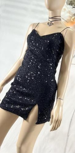 Vestido Lentejuela con Tajo