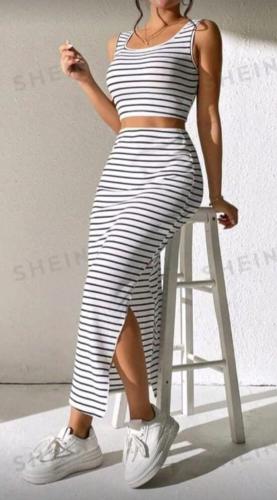 Conjunto Rayado con Pollera