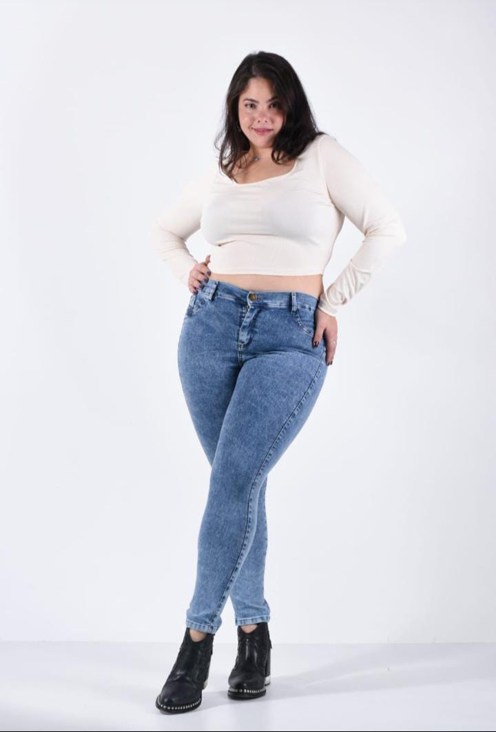Skinny Jeans Especial Dama Pantalón Chupin Ajustado Clásico Denim Mujer Grandes - Imagen 4