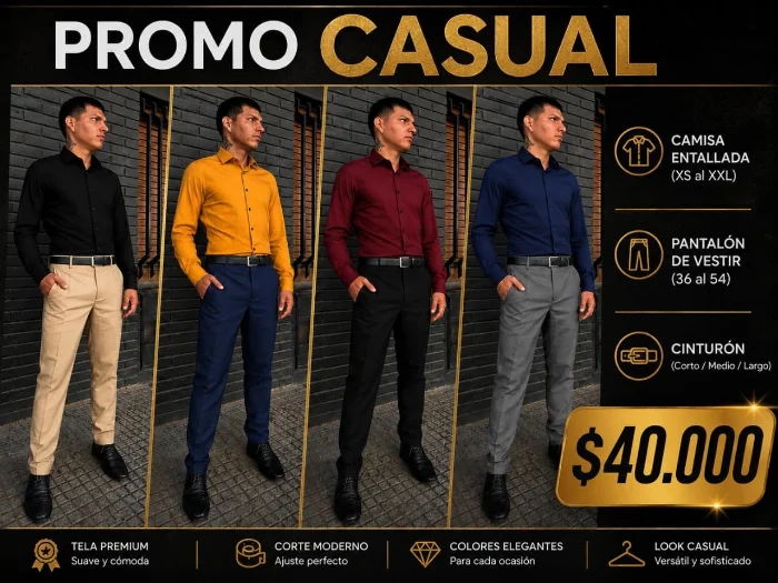 Promo Casual Pantalón/camisa/cinto