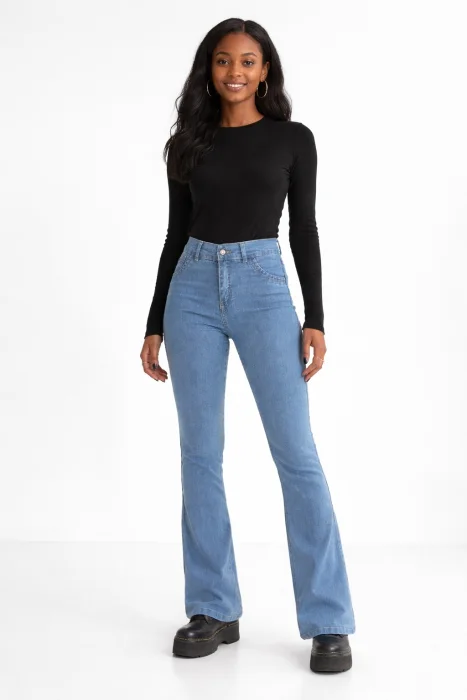 Jeans Oxford Dama Pantalón Ancho Denim Acampanados Moda 2000's Mujer Promo Mayorista