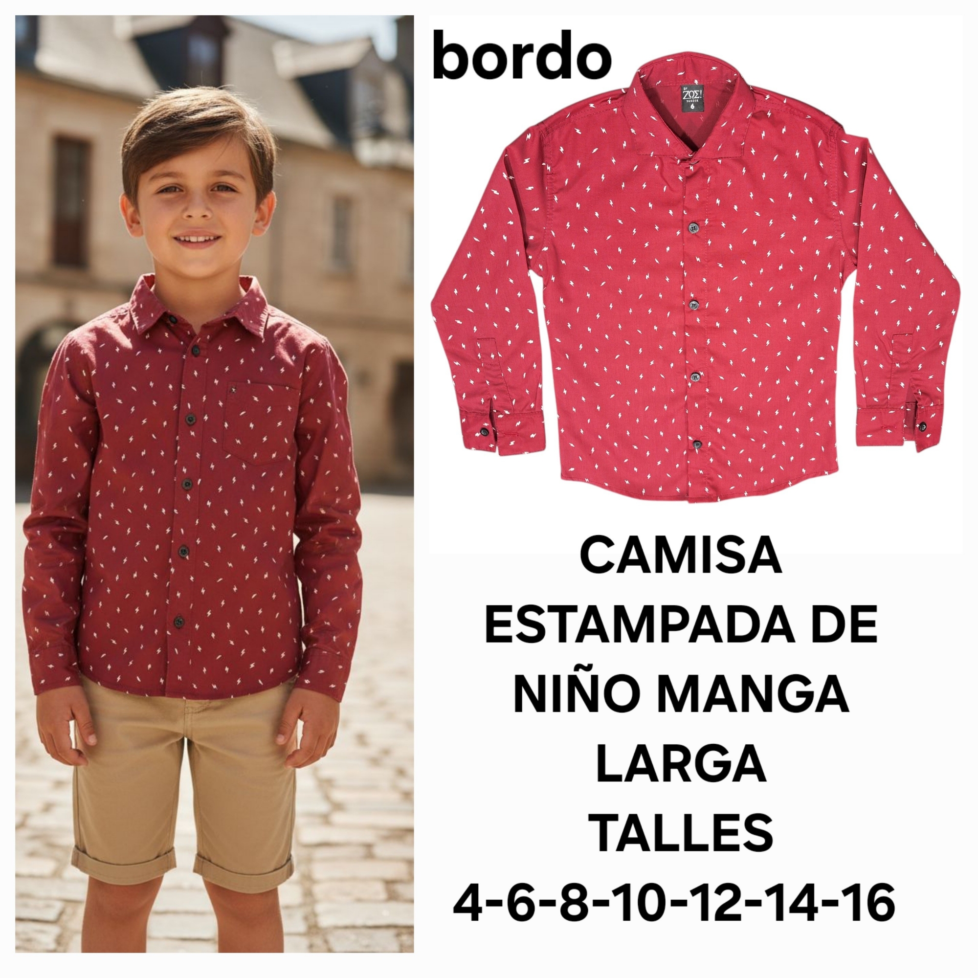 Camisa Estampado de Niño. Manga Larga - Imagen 2