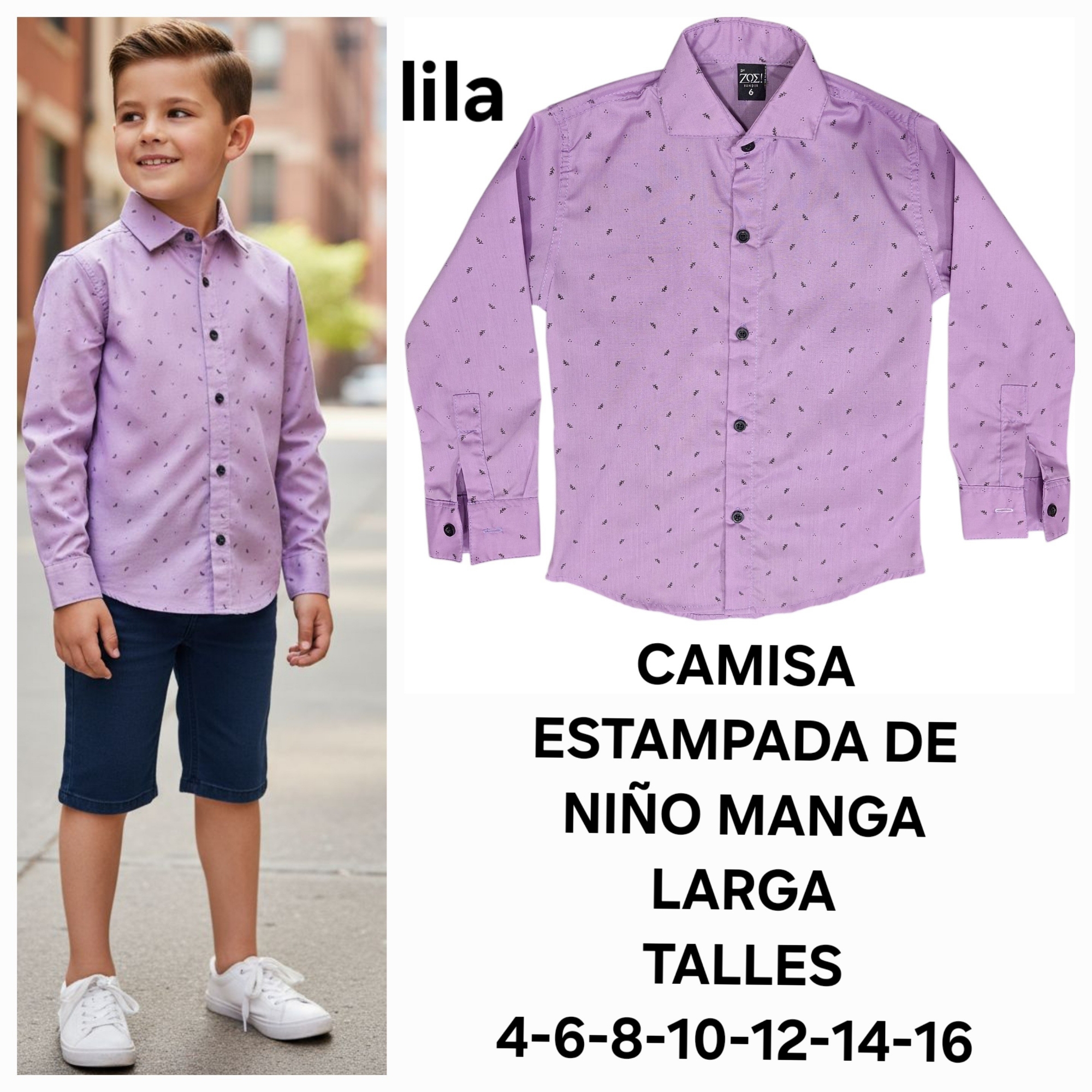 Camisa Estampado de Niño. Manga Larga - Imagen 6