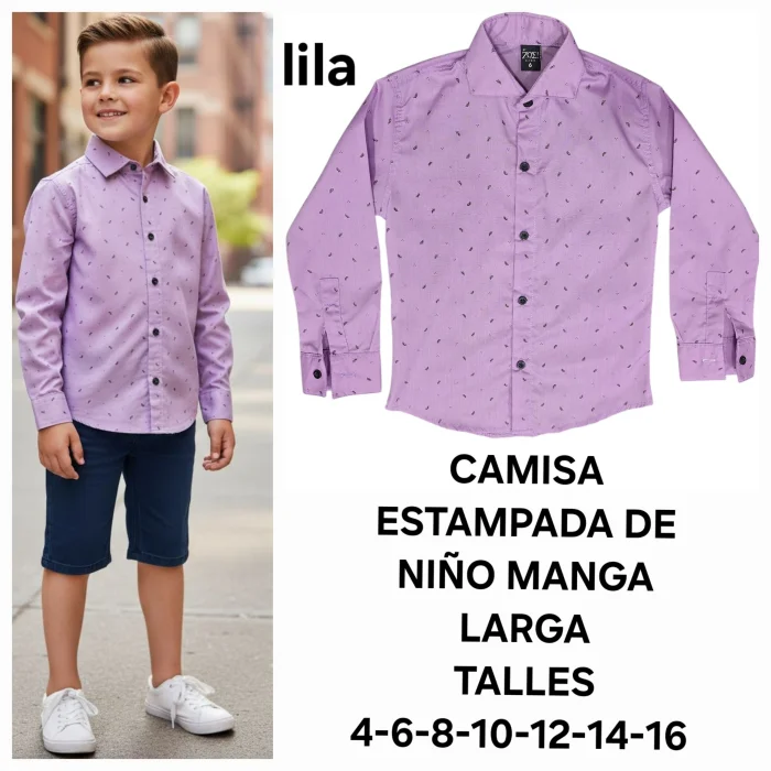 Camisa Estampado de Niño. Manga Larga