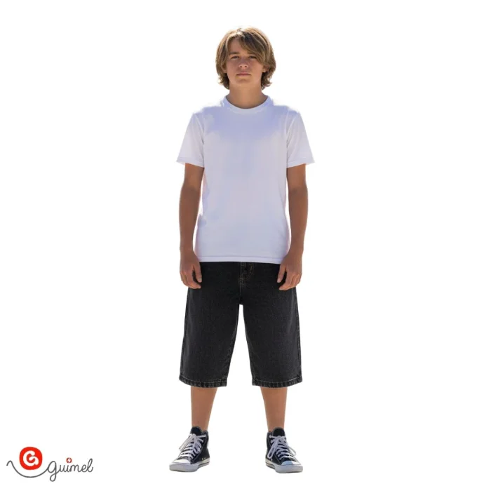4084 Bermuda Baggy Niños y Teens Jean Negro Nevado