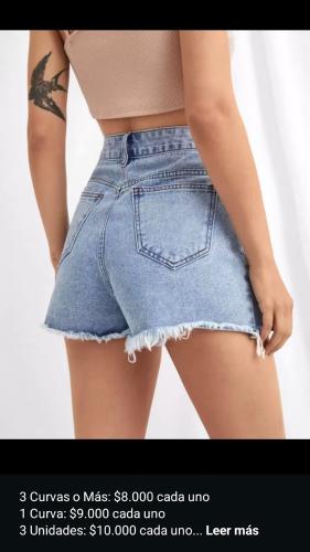 Short Jean Cargo Rasgado Dama Pantalones Cortos Denim Roturas Mujer Promos Hotsale - Miniatura 5