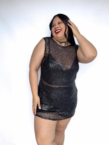 Vestido Sari de Red con Lentejuelas