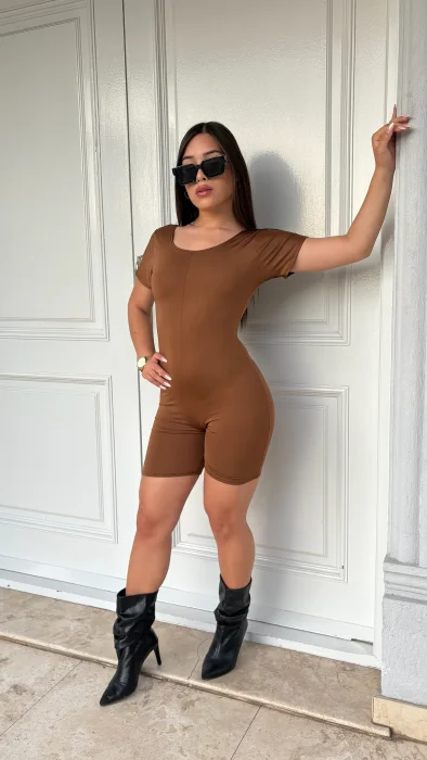 Catsuit Nicol Marrón C/frunce