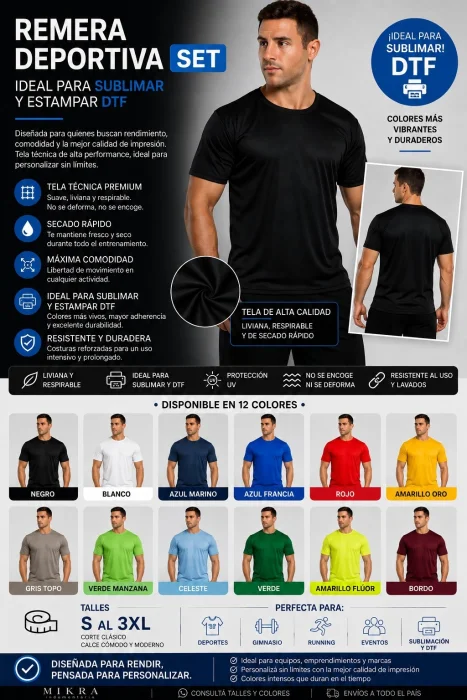 Remeras Deportiva Set Ideal para Sublimar