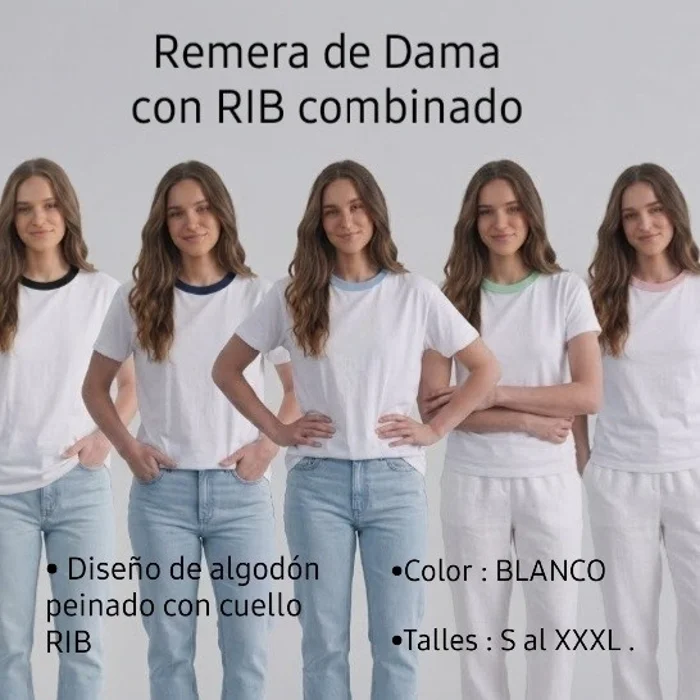 Remera Dama Rib Combinado