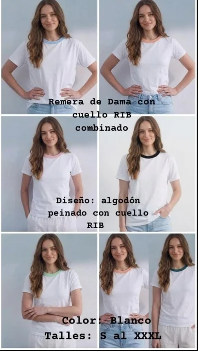 Remera Dama Rib Combinado