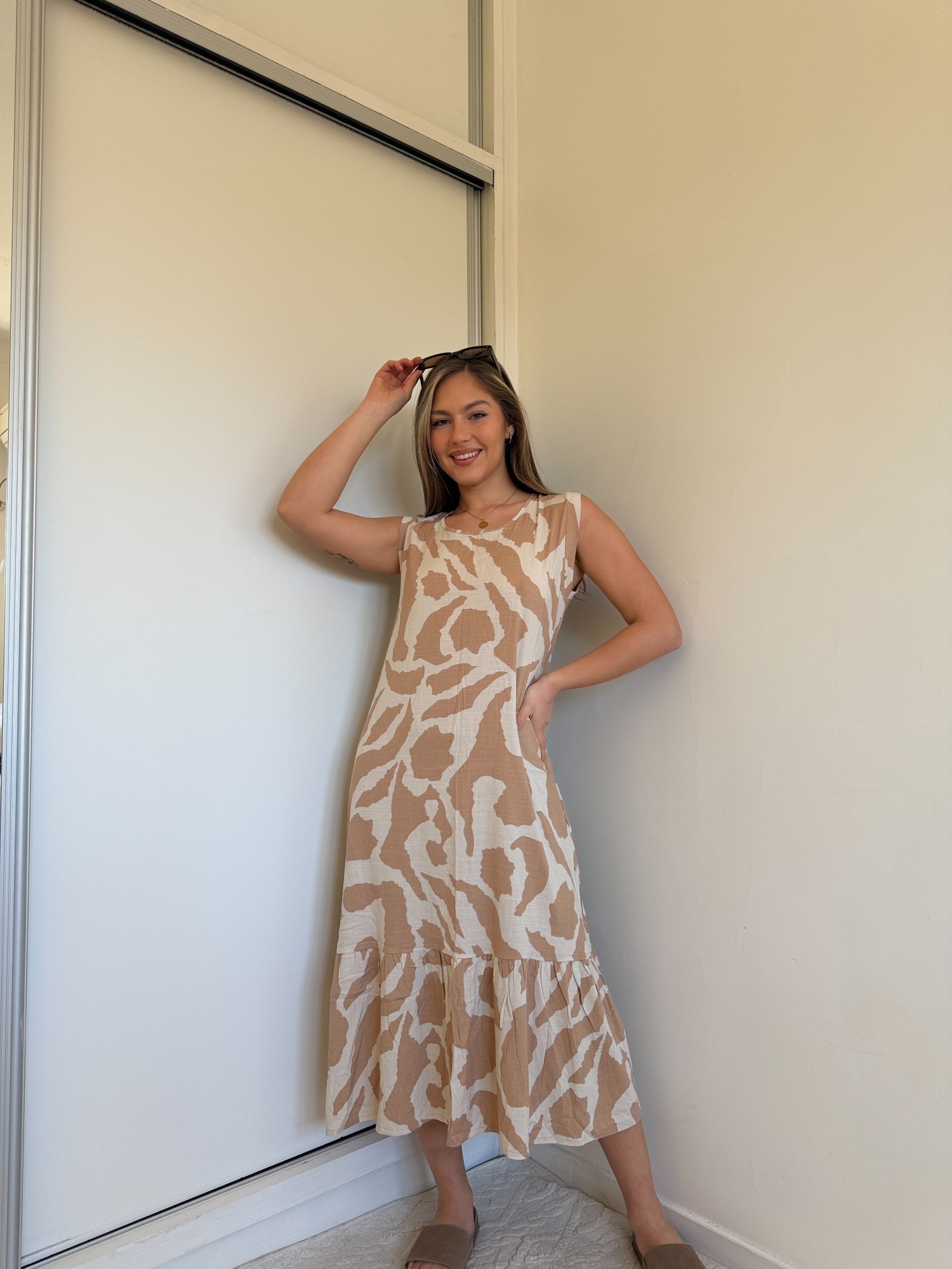 Vestido Largo de Lino Spandex Estampado - Imagen 2