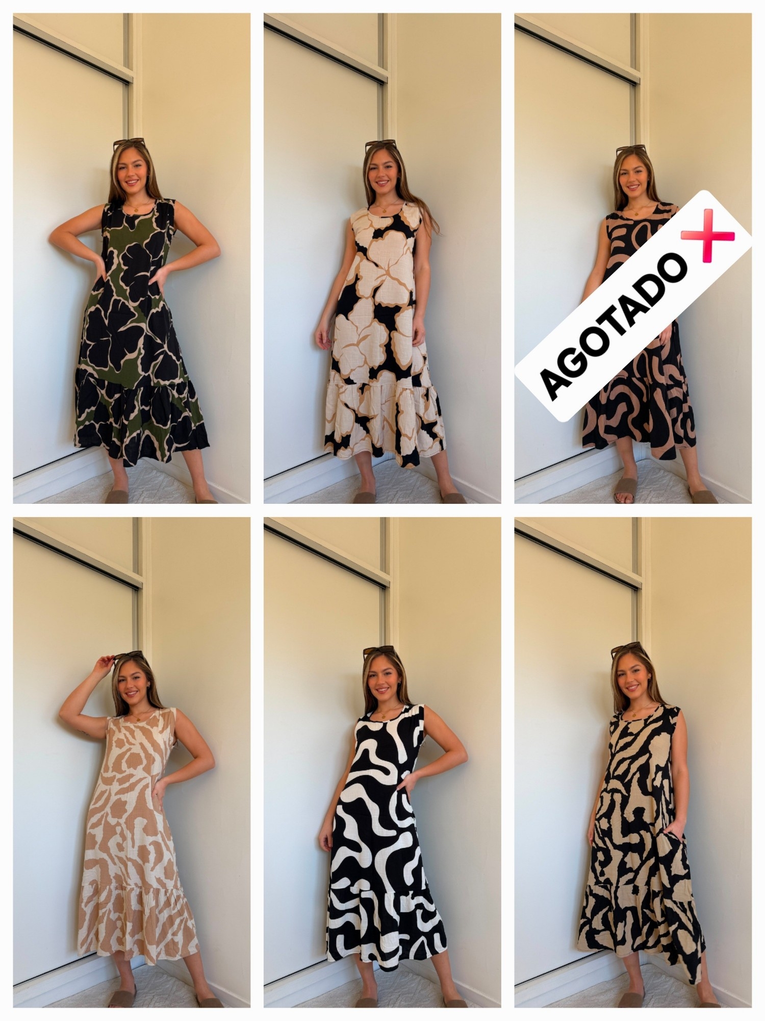 Vestido Largo de Lino Spandex Estampado - Imagen 3