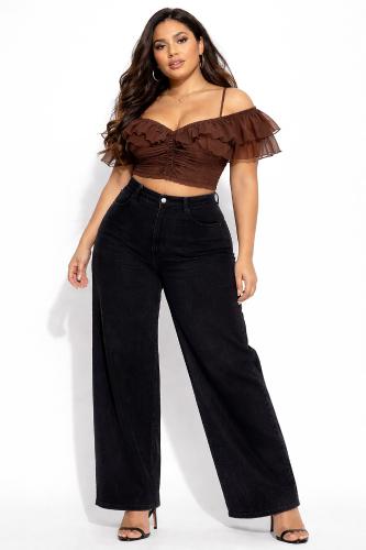 Jean Wide Leg X Mayor Grande Pantalón Ancho Denim Mujer Dama Curva Mayoristas Hotsale