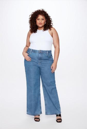 Jean Wide Leg X Mayor Grande Pantalón Ancho Denim Mujer Dama Curva Mayoristas Hotsale - Miniatura 2