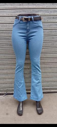 Jeans Oxford Dama X Mayor Pantalón Ancho Ajustado Acampanado Denim Mujer Mayoristas - Miniatura 3