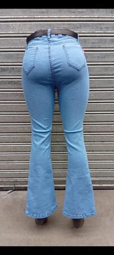 Jeans Oxford Dama X Mayor Pantalón Ancho Ajustado Acampanado Denim Mujer Mayoristas - Miniatura 4