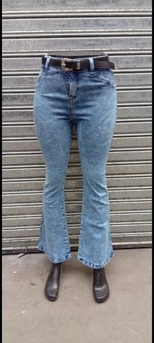 Jeans Oxford Dama X Mayor Pantalón Ancho Ajustado Acampanado Denim Mujer Mayoristas - Miniatura 5