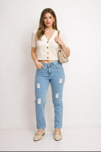 Jeans Mom Dama X Mayor Pantalon Ancho Recto Denim Mujer Moda Hotsale Mayoristas
