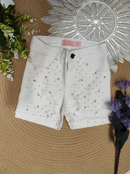 Short Blanco C/brillo Nena