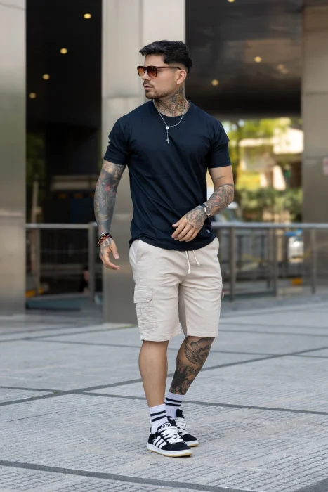 Bermudas Corte Chino con Cargo Cintura Elástizado