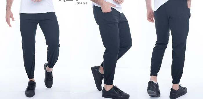 Joguers Mom  Liso Gabardina Rigida Negro y Azul Marino