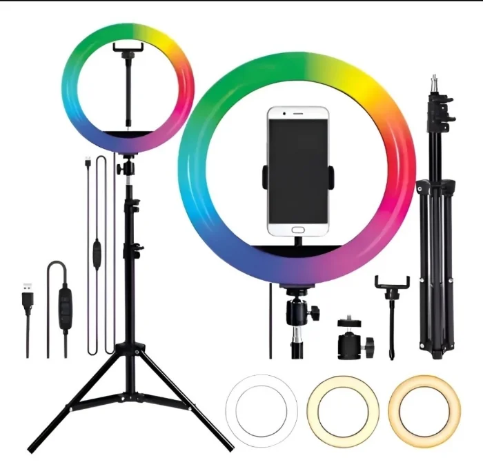 Aro Led 30 Cm Rgb + Luz Blanca y Colores+trípode 2mts