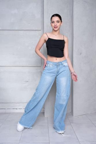 Super Wide Leg de Dama Celeste Localizado - Miniatura 3