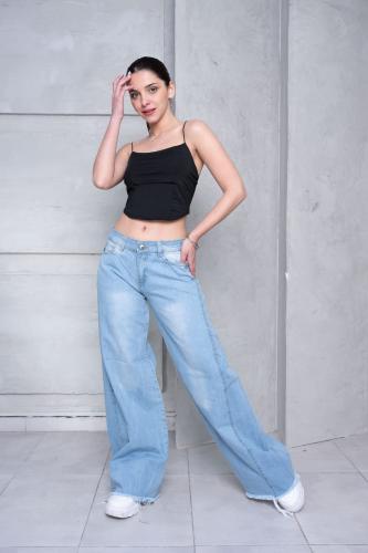 Super Wide Leg de Dama Celeste Localizado - Miniatura 4