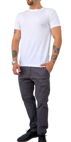 Bolsillo Chino Gabardina Elastizadas Semi Recto Gris - Miniatura 3
