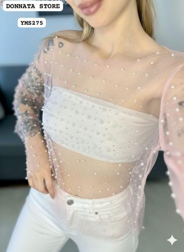 Camiseta de Tul con Perlas