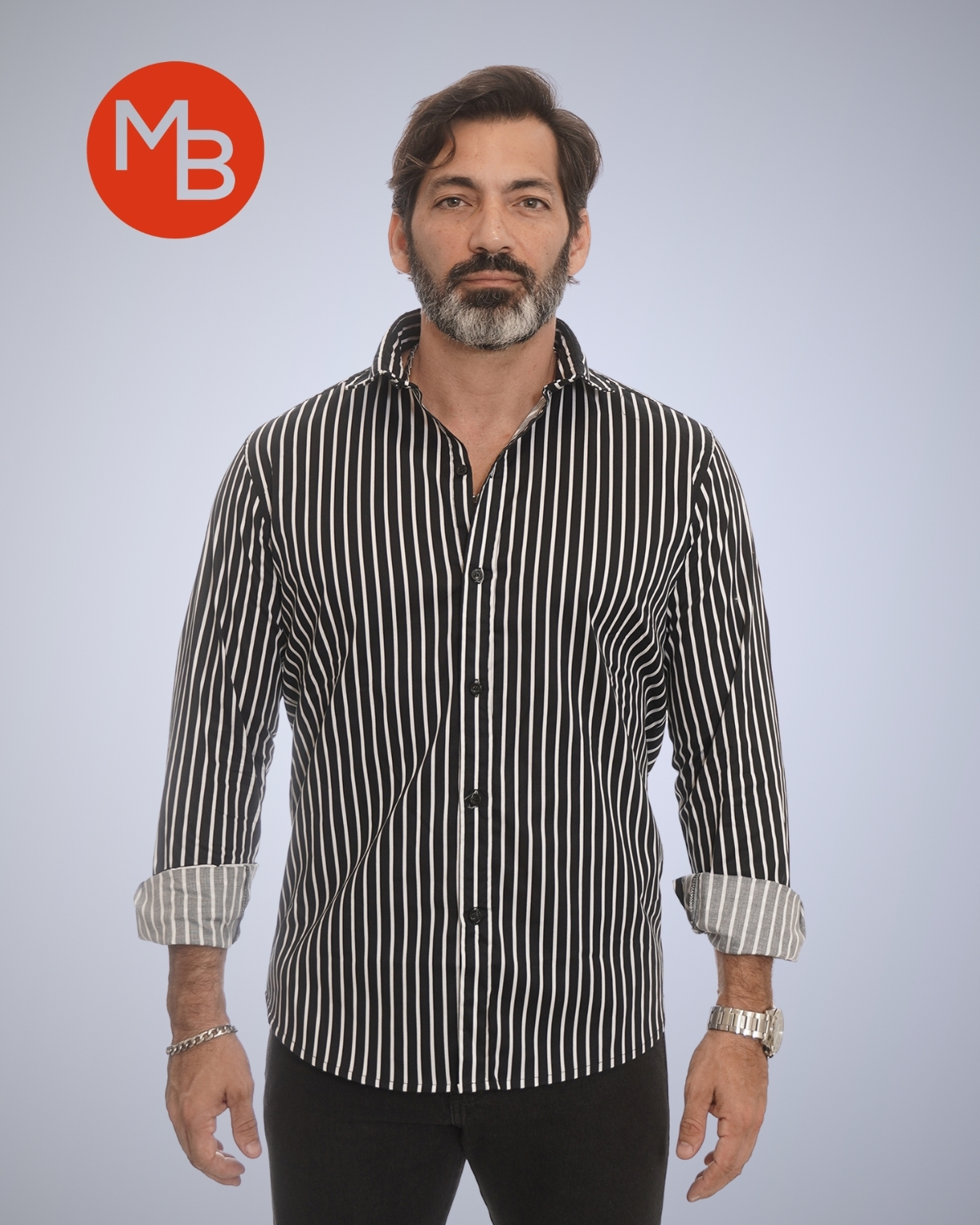 Camisa Entallada Elastizada Raya Fina - 8.jpg
