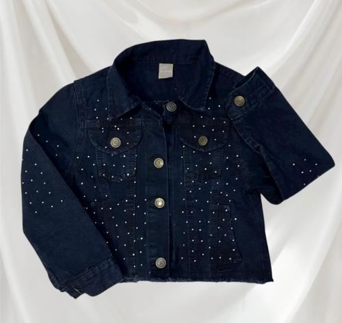 Campera Nena Rigido Negro Azulado Brillos