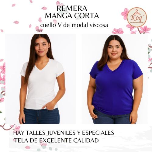 Remera Básica  Manga Corta Cuello V