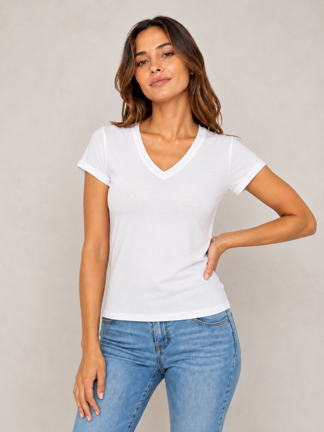 Remera Básica  Manga Corta Cuello V - Imagen 2