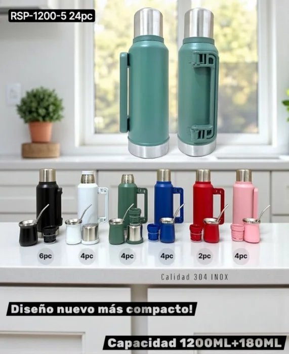 Set Termo + Mate + Bombilla de Acero Térmicos